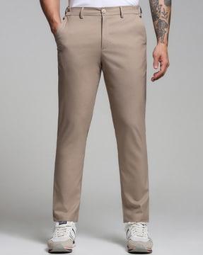 men flat-front slim fit pants