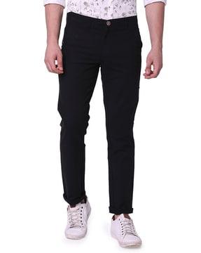 men flat-front slim fit trousers