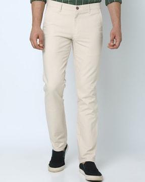 men flat-front slim fit trousers