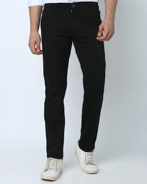 men flat-front slim fit trousers