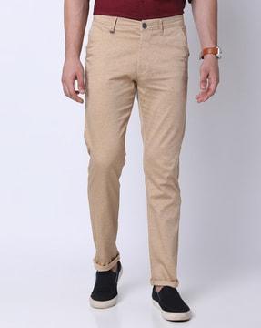 men flat-front slim fit trousers