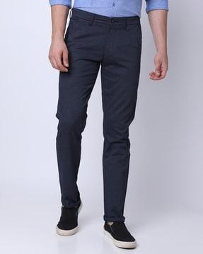 men flat-front slim fit trousers