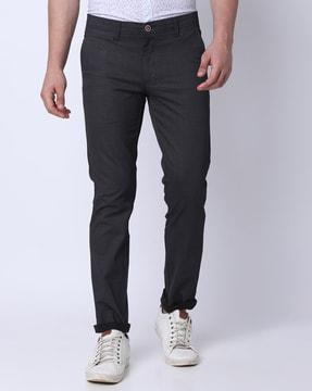 men flat-front slim fit trousers