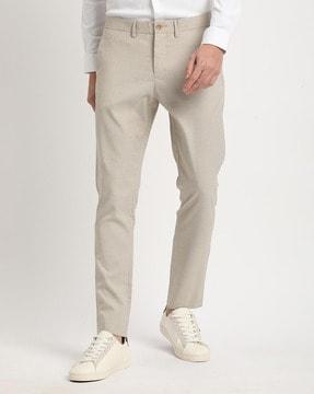 men flat-front slim fit trousers