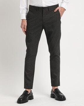 men flat-front slim fit trousers