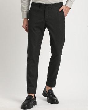 men flat-front slim fit trousers