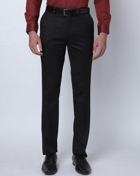 men flat-front slim fit trousers