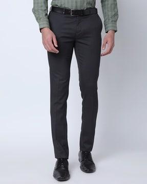 men flat-front slim fit trousers