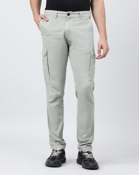 men flat-front slim fit trousers