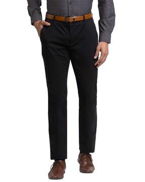 men flat-front slim fit trousers