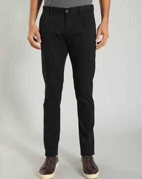 men flat-front slim fit trousers