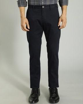 men flat-front slim fit trousers