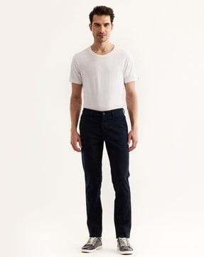 men flat front slim fit trousers