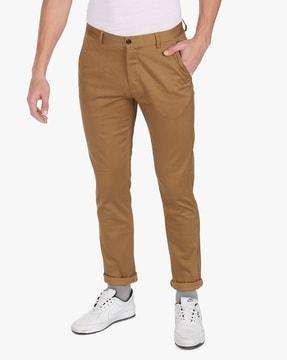 men flat-front slim fit trousers