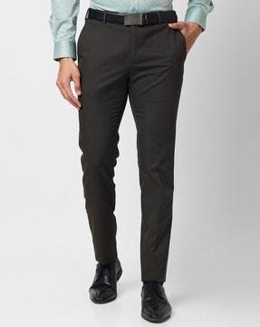 men flat-front slim fit trousers