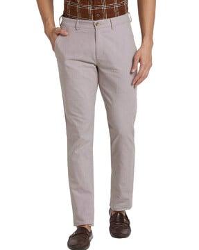 men flat-front slim fit trousers