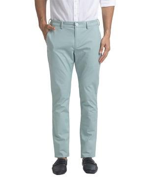 men flat-front slim fit trousers