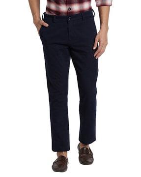 men flat-front slim fit trousers