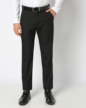 men flat-front slim fit trousers