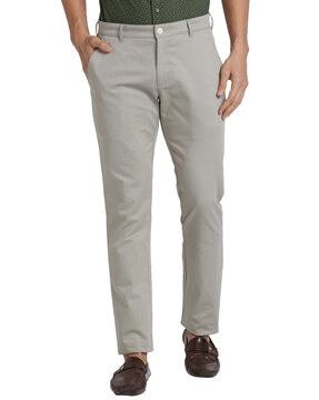 men flat-front slim fit trousers