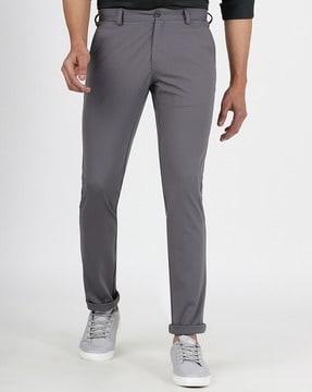 men flat-front slim fit trousers