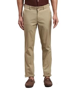 men flat-front slim fit trousers