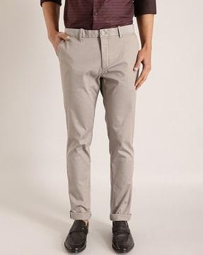 men flat-front slim fit trousers