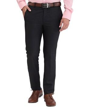 men flat-front slim fit trousers