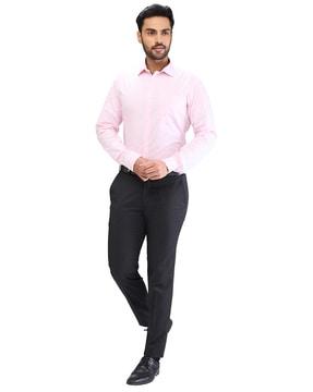 men flat-front slim fit trousers