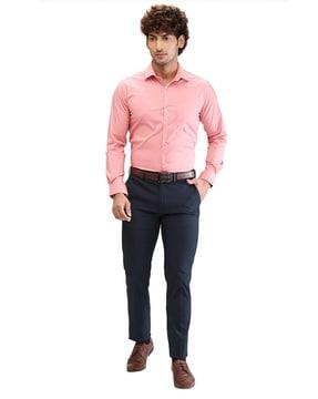 men flat-front slim fit trousers