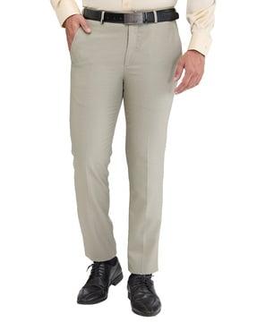 men flat-front slim fit trousers