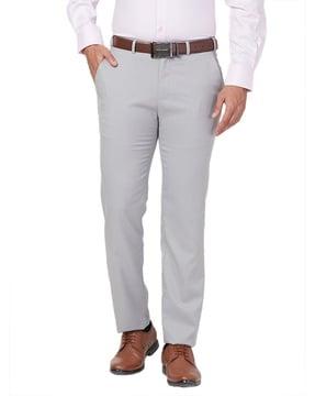 men flat-front slim fit trousers