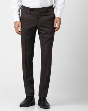 men flat-front slim fit trousers