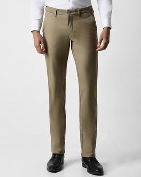 men flat-front slim fit trousers