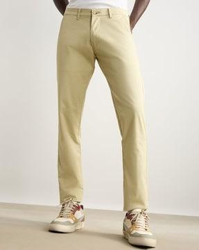 men flat-front straight fit pants