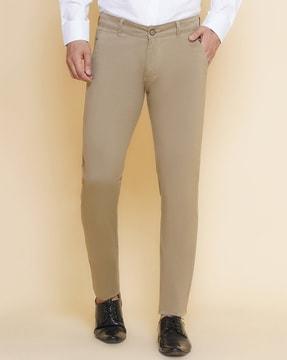 men flat-front straight fit trousers