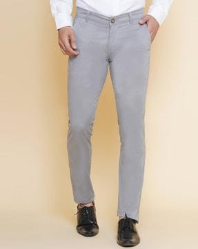 men flat-front straight fit trousers
