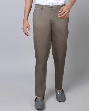 men flat-front tapered fit trousers