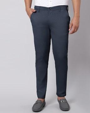 men flat-front tapered fit trousers