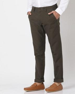 men flat-front tapered fit trousers