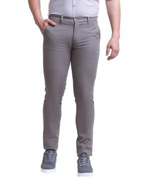 men flat-front tapered fit trousers