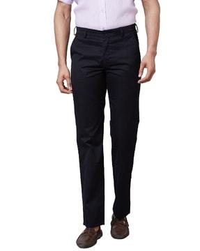 men flat-front tapered fit trousers