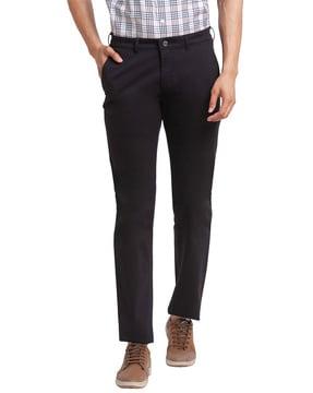 men flat-front tapered fit trousers