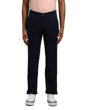 men flat-front tapered fit trousers