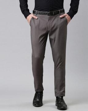 men flat front tapered fit trousers