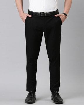 men flat front tapered fit trousers