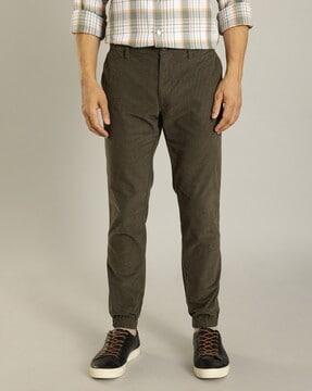 men flat-front tapered fit trousers