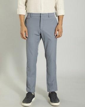 men flat-front tapered fit trousers