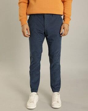 men flat-front tapered fit trousers