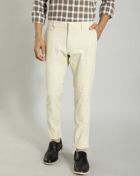 men flat-front tapered fit trousers